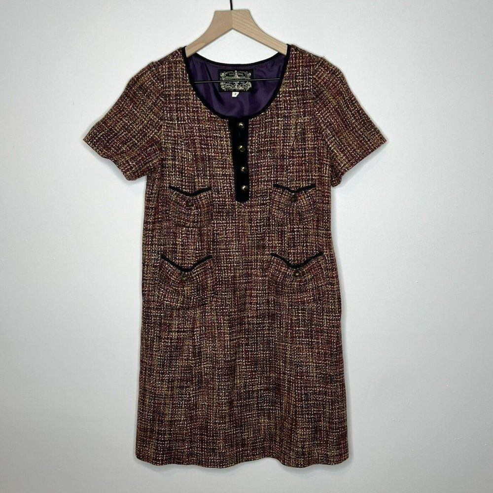 James Coviello Tweed Knee Length Dress Size 2